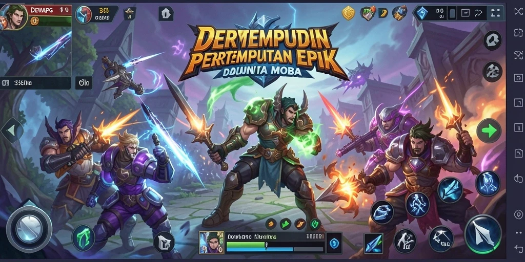Tampilan epik dari pertempuran dalam game MOBA DEWAPG.