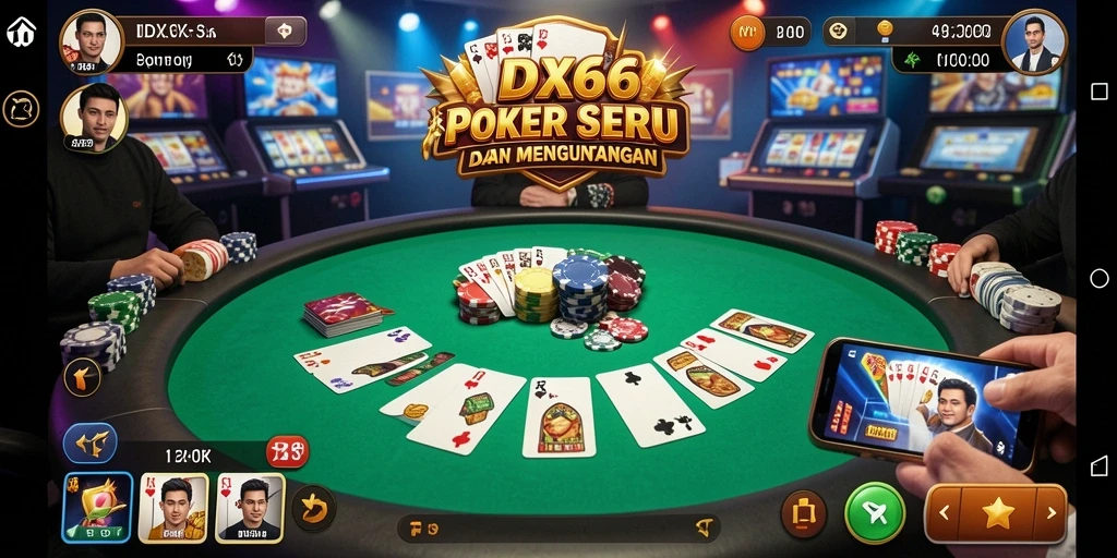 Screenshot gameplay <strong>IDX66</strong> menampilkan aksi poker yang mendebarkan.