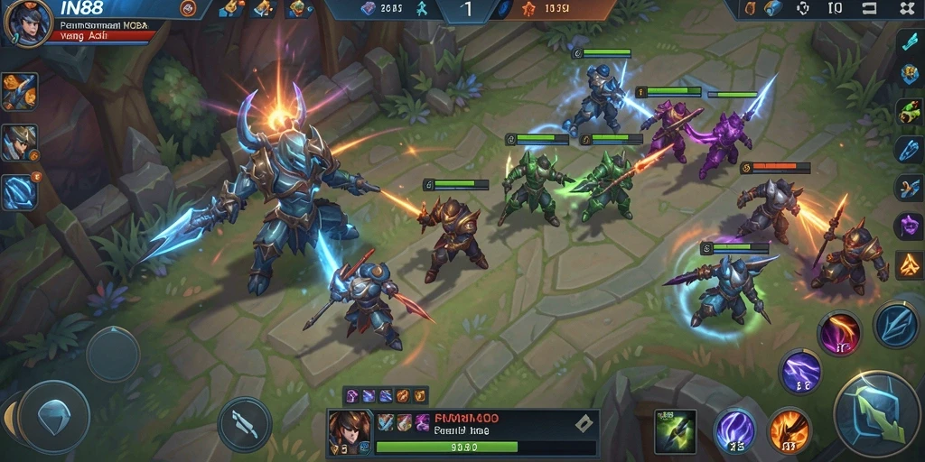 Screenshot menampilkan aksi seru di arena permainan MOBA.