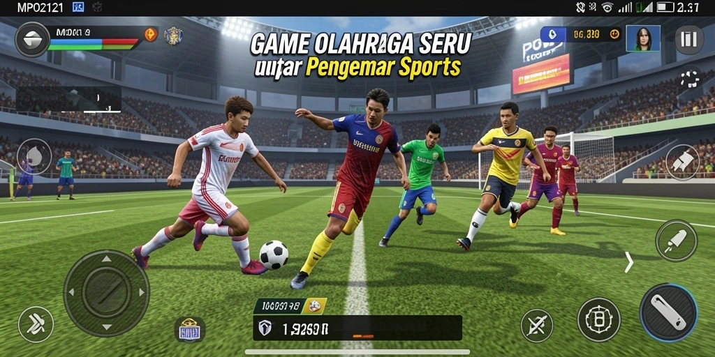 Screenshot utama MPO2121 menampilkan gameplay seru dalam pertandingan olahraga.