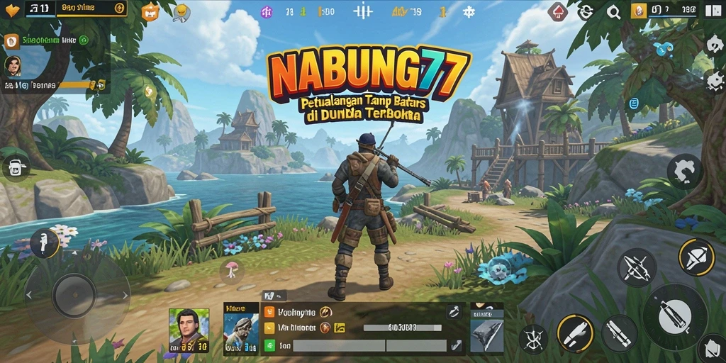 Screenshot menampilkan dunia terbuka NABUNG77 yang menakjubkan dan kaya warna.
