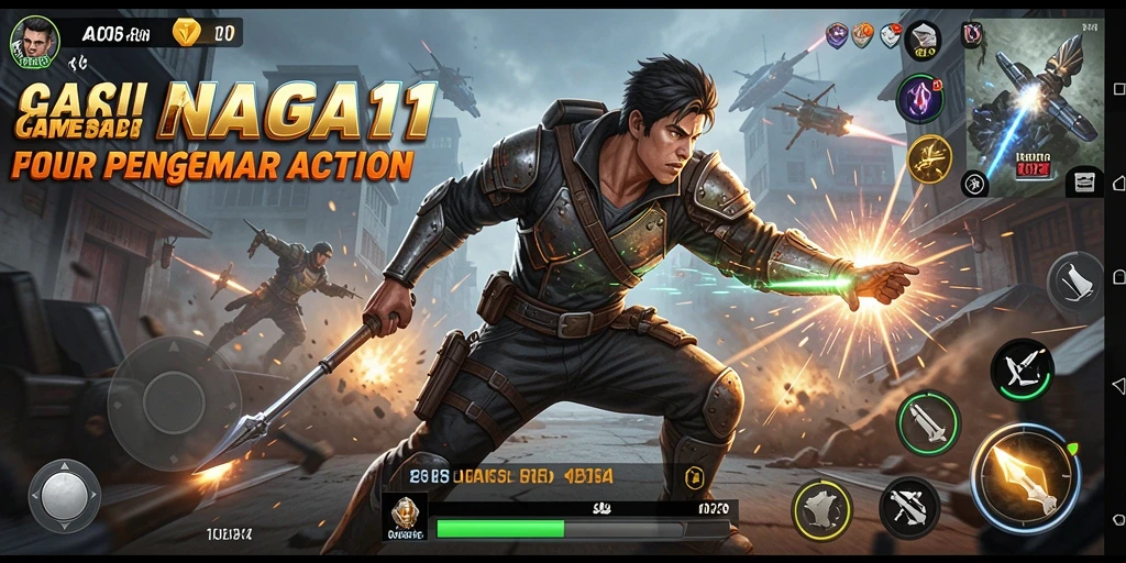 Tampilan gameplay seru di NAGA11 dengan pertempuran mendebarkan.