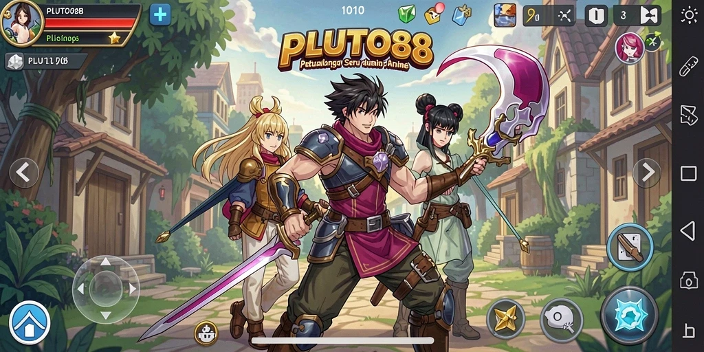 Screenshot gameplay menunjukkan karakter anime yang beraksi.