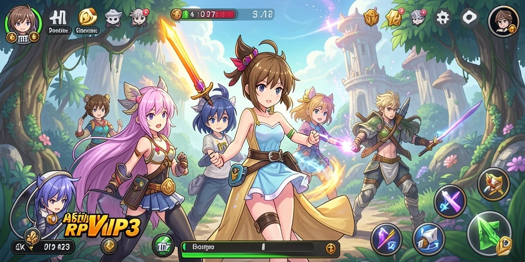 Tampilan gameplay RPVIP3 yang menarik dan penuh warna.