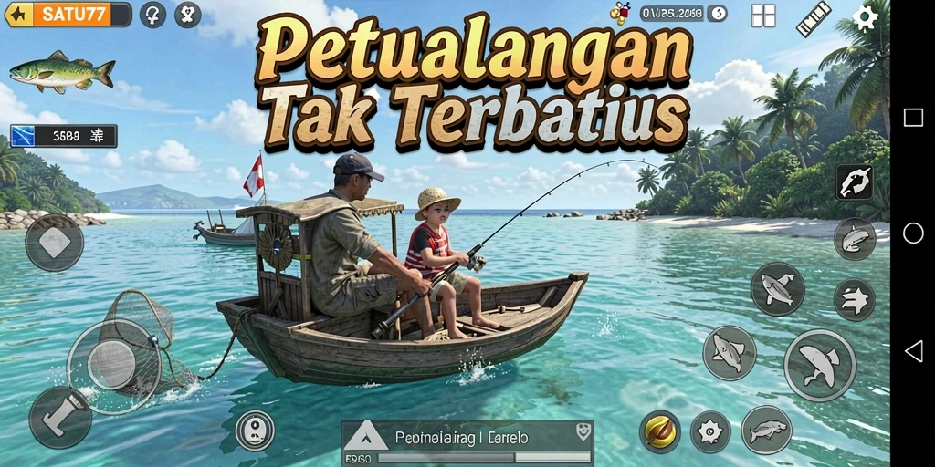 Screenshot gameplay SATU77 yang menampilkan momen memancing yang seru.