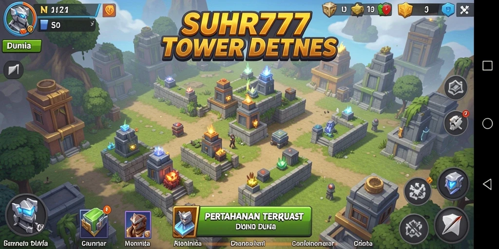 Tampilan gameplay seru dan menantang dari SUHU777 dalam misi Tower Defense.