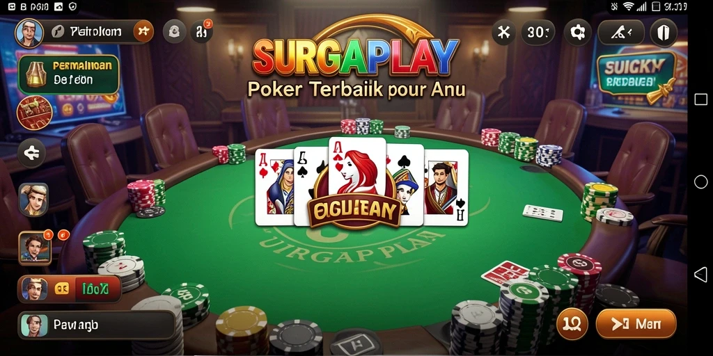 Tampilan gameplay Poker yang mendebarkan di SURGAPLAY.