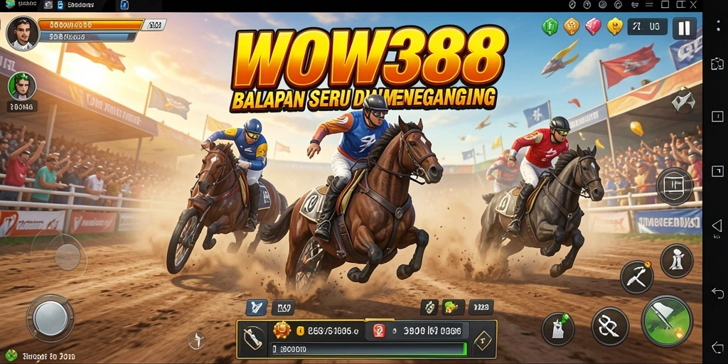 Gameplay WOW388 dengan mobil balap yang cepat dan intens.